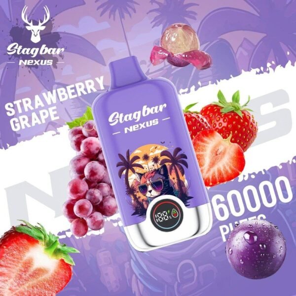 Stagbar Nexus disposable vape with massive 60,000 puffs capacity, featuring advanced mesh coil technology and smart e-liquid display