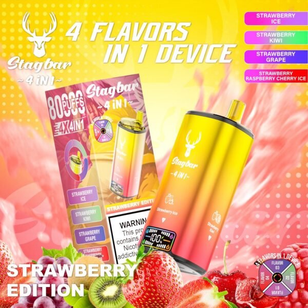 Stagbar 80,000 Puffs 4-in-1 by Glimvape - The ultimate high-capacity multi-flavor disposable pod for wholesale.