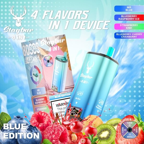 Stagbar 80,000 Puffs 4-in-1 by Glimvape - The ultimate high-capacity multi-flavor disposable pod for wholesale.