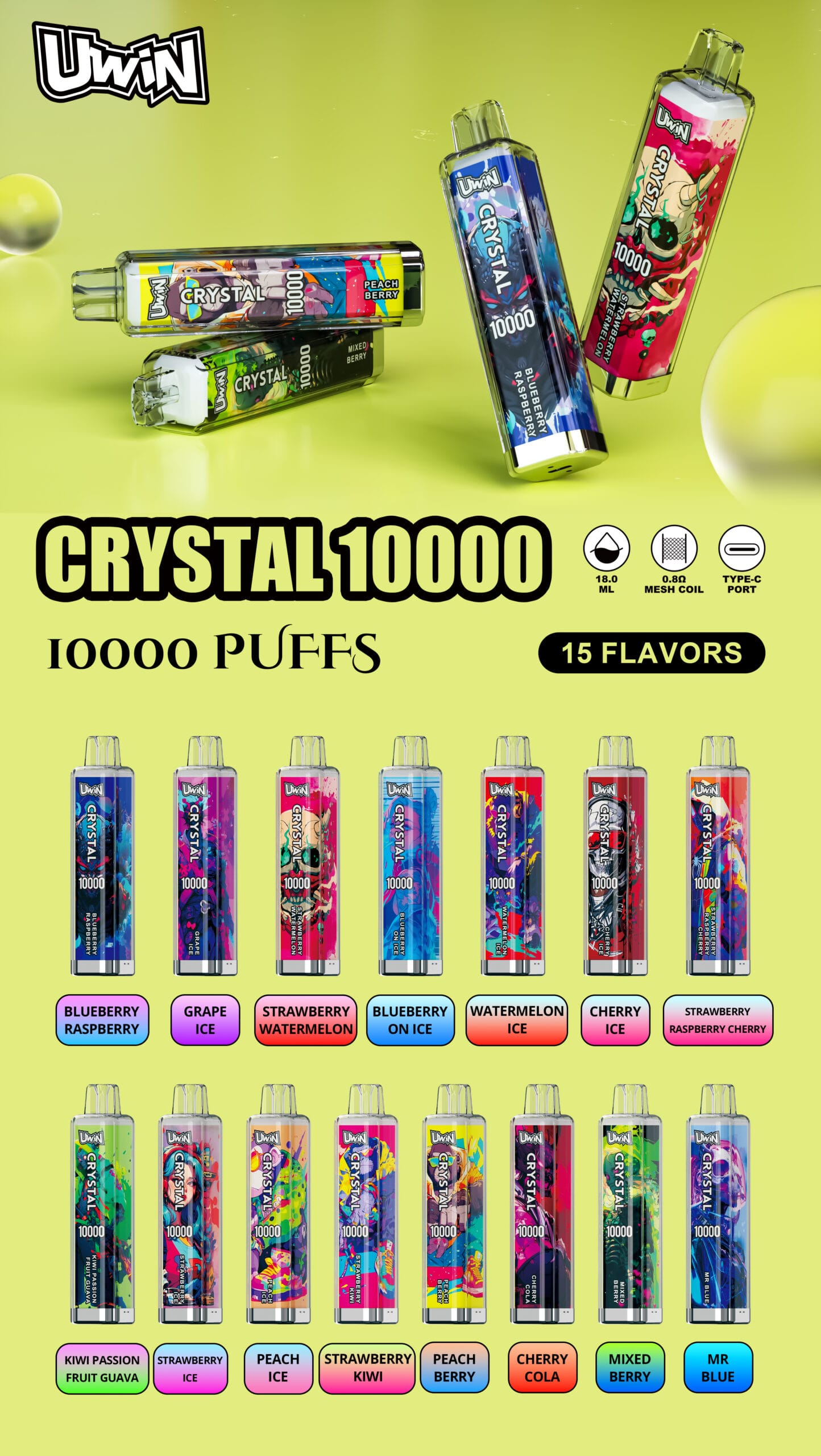 UWINCRYSTAL 10000 Puffs Disposable Vape
