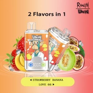 Uwin X RandM Twins Crystal disposable vape with 40,000 puffs, featuring 2-in-1 flavor switching and a premium transparent crystal design