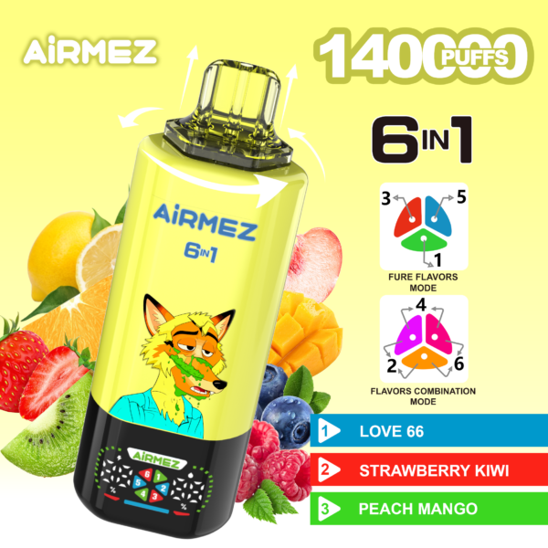 AiRMEZ Fox 140K; 6-in-1 disposable vape