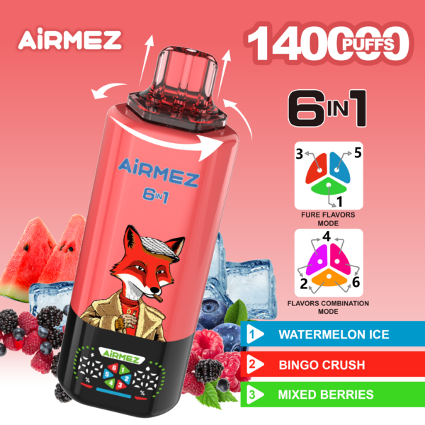 AiRMEZ Fox 140K; 6-in-1 disposable vape