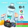 Airmez 6-in-1 Disposable Vape with 140,000 puffs capacity, featuring six flavors in one device and digital display.