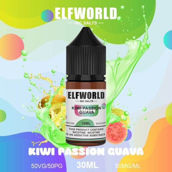 ELFWORLD Nicotine Salt E-Liquid, 50mg strength in a 30ml bottle, designed for smooth MTL hits and premium flavor