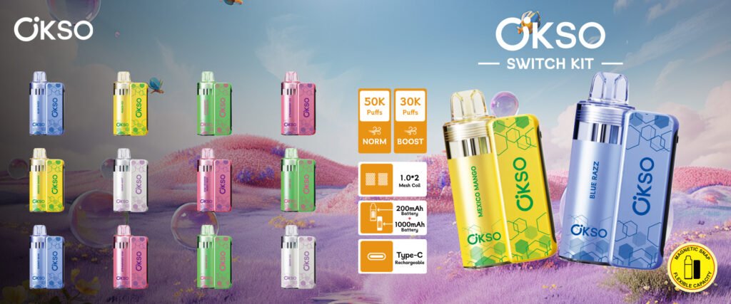 OKSO Switch Kit Modular Vape System Bulk Supply - 50K Puffs Replaceable Pods and Magnetic Base