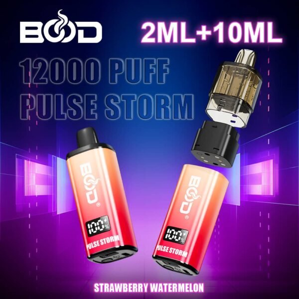 Bood Pulse Storm 12,000 puffs disposable vape, TPD compliant with 2ml+10ml tank design, available for wholesale