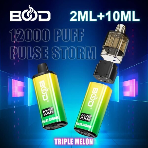 Bood Pulse Storm 12,000 puffs disposable vape, TPD compliant with 2ml+10ml tank design, available for wholesale