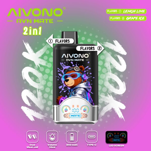 AIVONO 120K Puffs Smart Vape Dual Pod System 2-in-1 Flavors