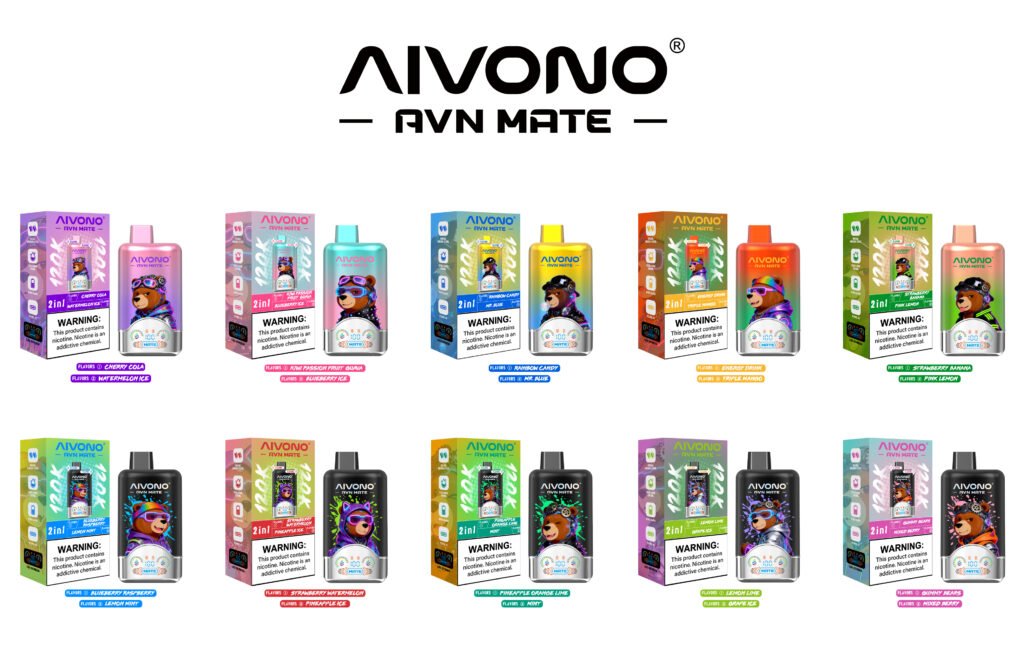 AIVONO 120K Puffs Smart Vape retail packaging box and flavor options