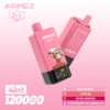 Airmez Fox 4-in-1 disposable vape with 120,000 puffs capacity, featuring a sleek design and digital battery/e-liquid display indicato