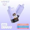 Airmez Fox 120k Puffs high-capacity vape device, allowing users to enjoy 4 different flavors in one sleek rechargeable system