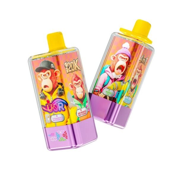 UOR 4-in-1 disposable vape with a massive 120,000 puffs capacity, featuring a 4-pod flavor switching system and rechargeable battery