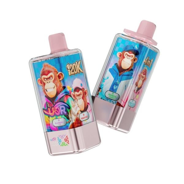 UOR 4-in-1 disposable vape with a massive 120,000 puffs capacity, featuring a 4-pod flavor switching system and rechargeable battery