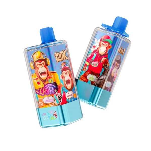 UOR 4-in-1 disposable vape with a massive 120,000 puffs capacity, featuring a 4-pod flavor switching system and rechargeable battery