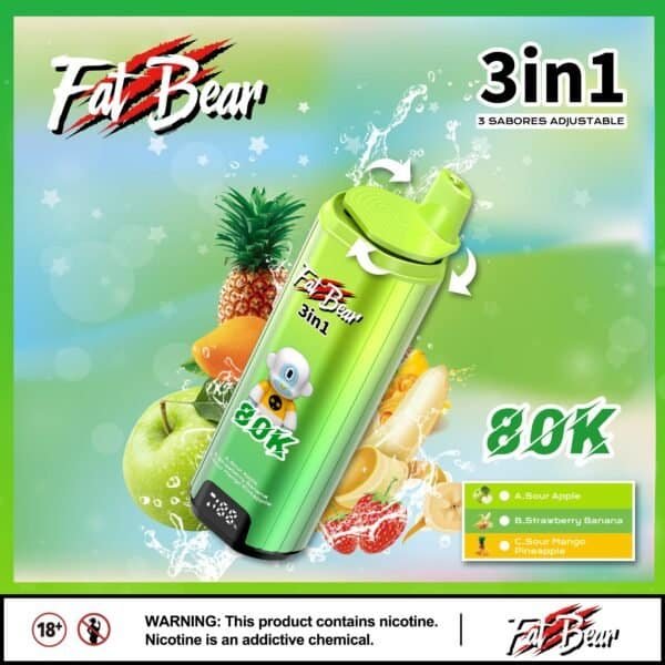 AIVONO FATBEAR 80K 3 in 1 Apple Guava Kiwi Fruit Mix Vape Device