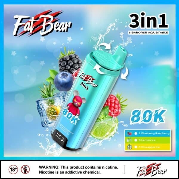 AIVONO FATBEAR 80K 3 in 1 Blueberry Mint Blackcurrant Flavor Disposable Vape