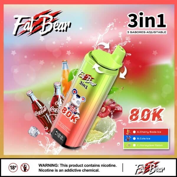 AIVONO FATBEAR 80K 3 in 1 Cola Lemon Cherry Beverage Flavor Vape