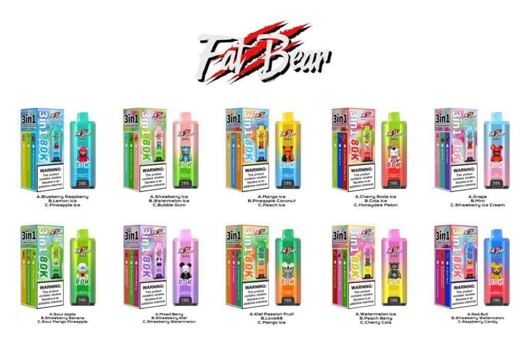 AIVONO FATBEAR 3 in 1 80000 Puffs Disposable Vape All Flavors List