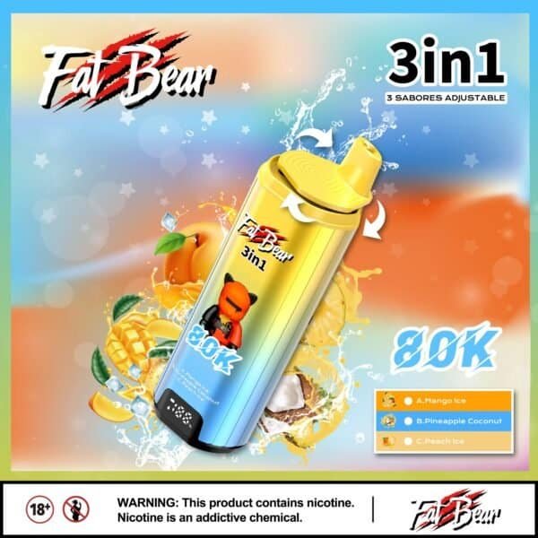 AIVONO FATBEAR 80K 3 in 1 Mango Pineapple Peach Mixed Fruit Vape