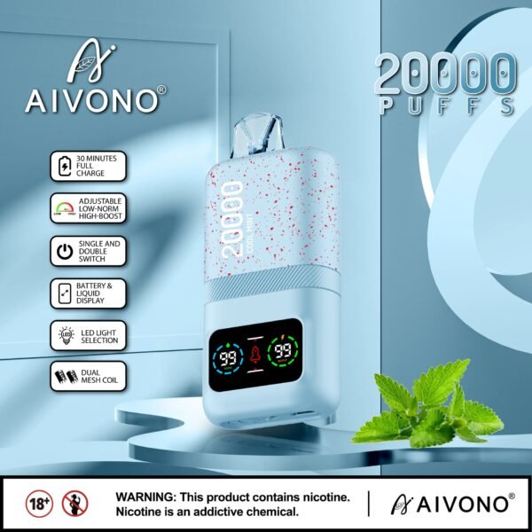 AIVONO MAGIC disposable vape featuring 20,000 puffs capacity, a unique magic-themed design, and a smart LED display