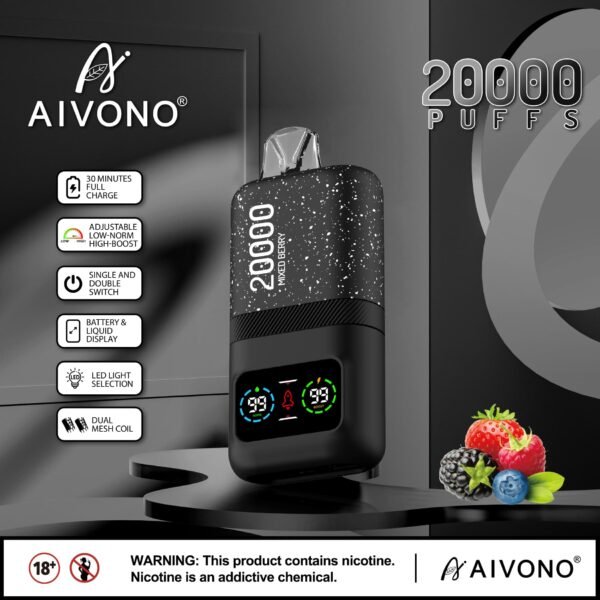 AIVONO MAGIC disposable vape featuring 20,000 puffs capacity, a unique magic-themed design, and a smart LED display