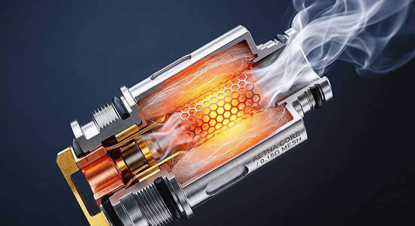 Advanced disposable vape mesh coil heating technology detail GlimVape