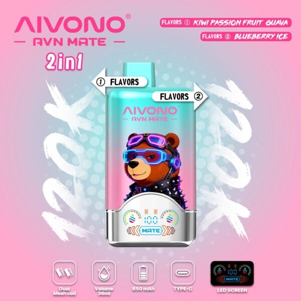 Selection of premium flavors for AIVONO AVN MATE 12k Puffs, showcasing all available options for the 2-in-1 pod system