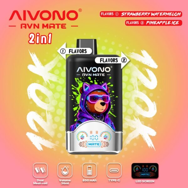 Selection of premium flavors for AIVONO AVN MATE 12k Puffs, showcasing all available options for the 2-in-1 pod system