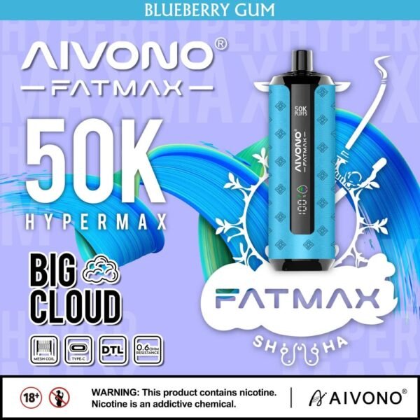AIVONO AIM FATMAX 50000 Puffs Blueberry Gum flavor disposable vape