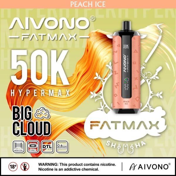 AIVONO AIM FATMAX 50000 Puffs Peach Ice flavor disposable vape