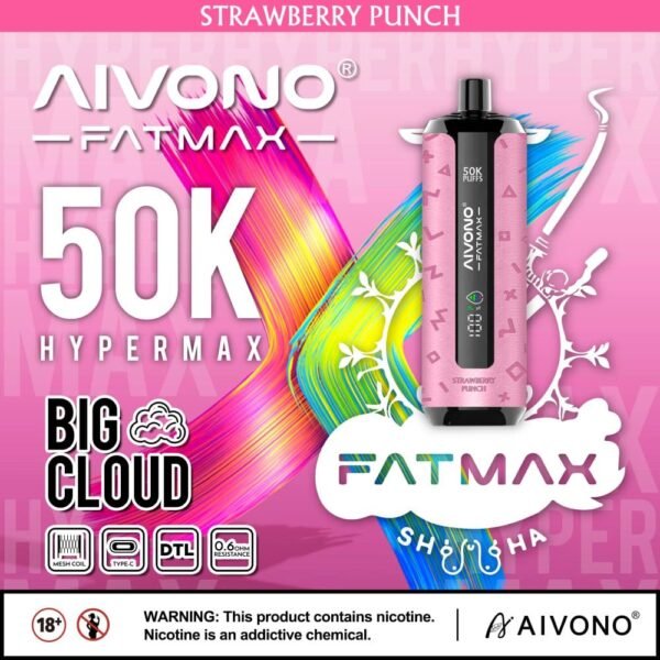 AIVONO AIM FATMAX 50000 Puffs Strawberry Punch flavor disposable vape