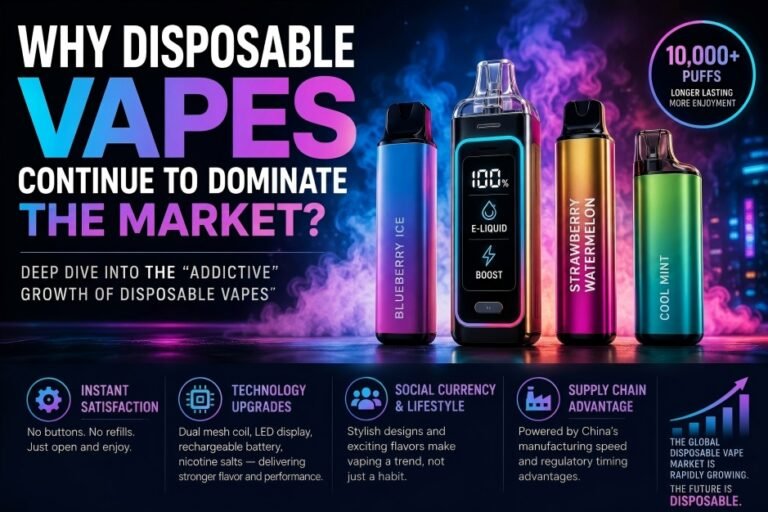 Why disposable vapes dominate the market infographic by GlimVape wholesale supplier