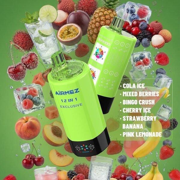 AIRMEZ Exclusive 300K Puffs 12-In-1 Cola Ice Mixed Berries Strawberry