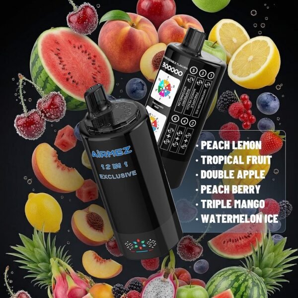 AIRMEZ Exclusive 300K Puffs 12-In-1 Peach Lemon Tropical Fruit Double Apple