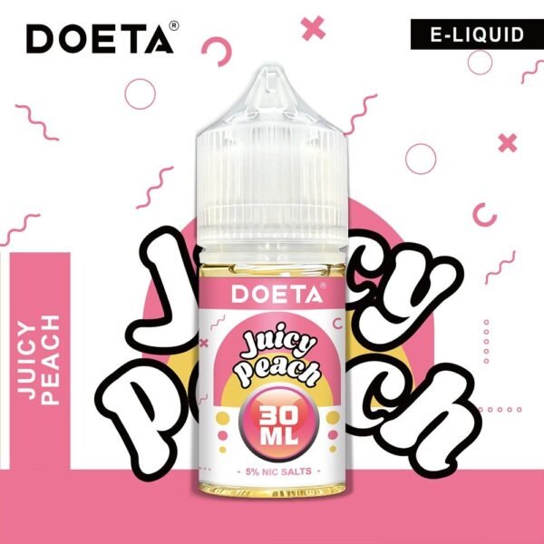 doeta Juicy Peach flavored disposable vape juice 30ml 50mg strength