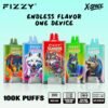 Infographic highlighting the endless flavor features of the Fizzy X Space 100k puffs vape.