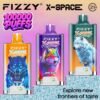 Conceptual promotional image for Fizzy X Space 100k puffs disposable vape themed explore new frontiers.