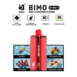 BIMO 4-IN-1 Flavour System 100k Puffs Disposable Vape - Red Bull, Strawberry Kiwi, Triple Berry, Strawberry Banana