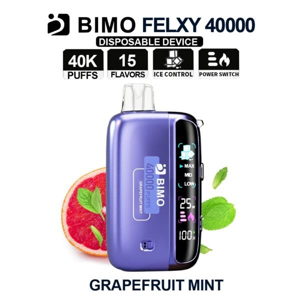 BIMO FELXY 40k 40000 Puffs Disposable Vape Kit Grapefruit Mint Flavor