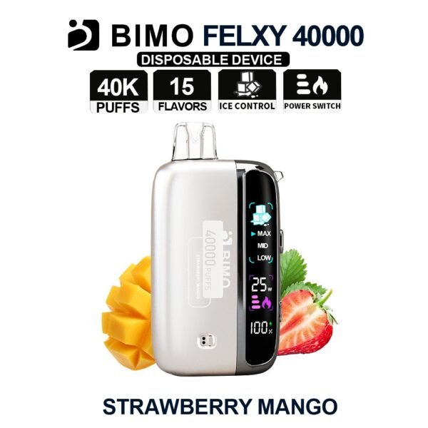 BIMO FELXY 40k 40000 Puffs Disposable Vape Kit Strawberry Mango Flavor
