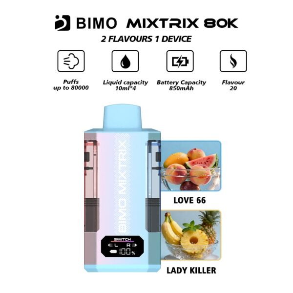 BIMO MIXTRIX 80K 80000 Puffs 2in1 Disposable Vape - Love 66 & Lady Killer Flavors