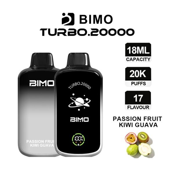 BIMO TURBO 20K 20000 Puffs Disposable Vape - Passion Fruit Kiwi Guava Flavor