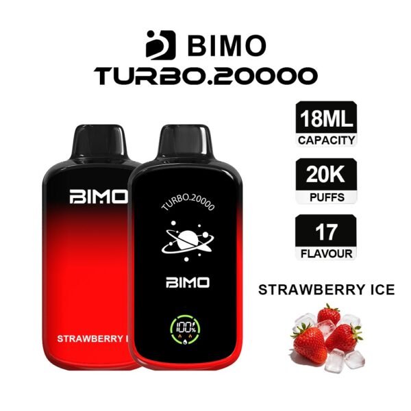 BIMO TURBO 20K 20000 Puffs Disposable Vape - Strawberry Ice Flavor