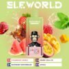 ELE World 4in1 100000 Puffs 100k disposable vape device featuring cherry cola ice and watermelon flavors on a green background.