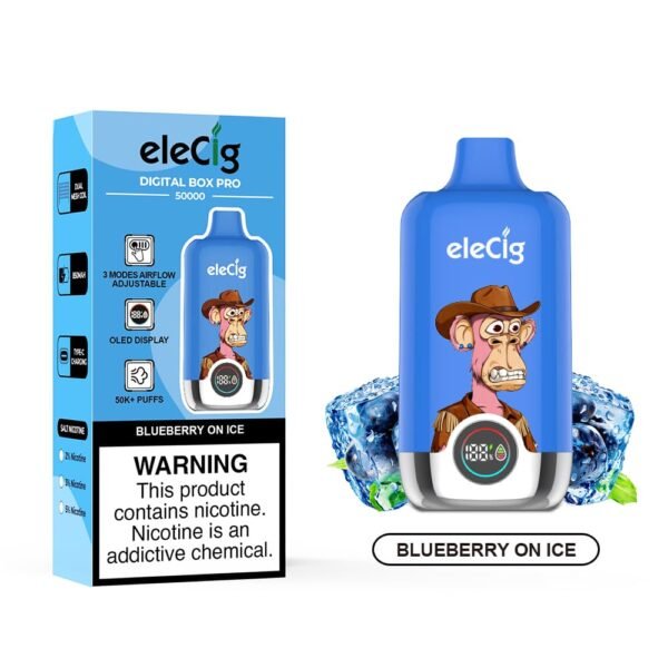 eleCig DIGITAL BOX PRO 50000 50k Puffs Disposable Vape Blueberry On Ice Flavor Wholesale
