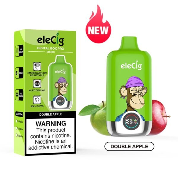 eleCig DIGITAL BOX PRO 50000 50k Puffs Disposable Vape Double Apple Flavor Wholesale
