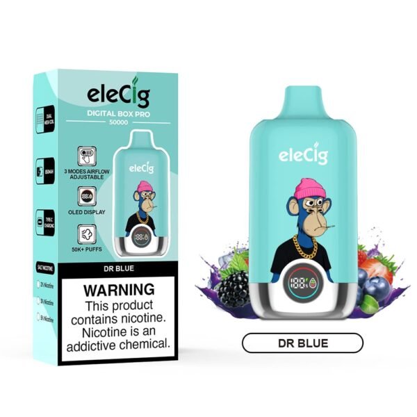 eleCig DIGITAL BOX PRO 50000 50k Puffs Disposable Vape Dr Blue Flavor Wholesale