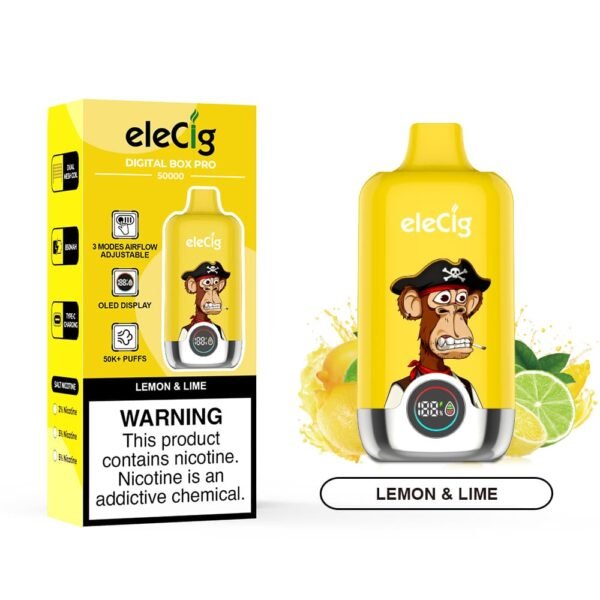 eleCig DIGITAL BOX PRO 50000 50k Puffs Disposable Vape Lemon and Lime Flavor Wholesale