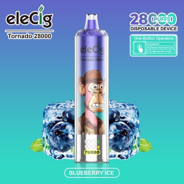 eleCig Tornado 28000 28k Puffs Disposable Vape Blueberry Ice Flavor Wholesale
